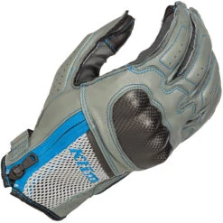 Klim Induction Leather Gloves - Cool Grey / Electric Blue Lemonade