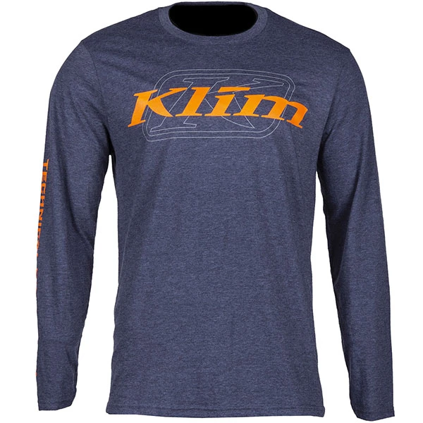Klim K Corp Long Sleeved T-Shirt - Heathered Navy / Strike Orange