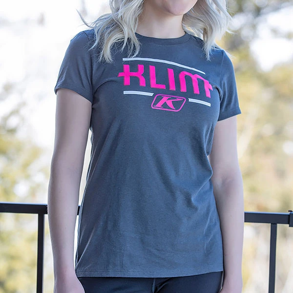 Klim Ladies Kute Corp SS T-Shirt - Charcoal / Knockout Pink 4 Klim Ladies Kute Corp SS T-Shirt - Charcoal / Knockout Pink - Image 2