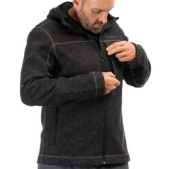 Klim Bighorn Canyon Wool Fleece Hoodie - Black Heather -Klim Sales Store klim bighorn canyone wool fleece hoodie black heather detail2