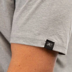 Klim Drift Tri-Blend T-Shirt - Heathered Grey / Dress Blue -Klim Sales Store klim drift tri blend t shirt heathered gray dress blues lifestyle3