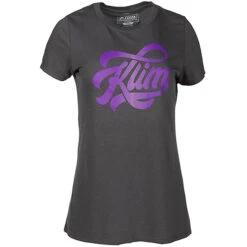 Klim Ladies Script T-Shirt - Charcoal / Metallic Purple