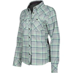 Klim Ladies Upland Flannel Shirt - Monument Gray / Wintermint