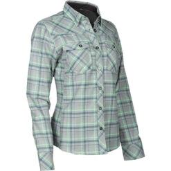 Klim Ladies Upland Flannel Shirt - Monument Gray / Wintermint -Klim Sales Store klim ladies upland flannel shirt monument grey wintermint detail2