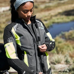 Klim Ladies Gore-Tex Latitude Textile Jacket - Hi-Vis -Klim Sales Store klim ladies jacket latitude hi vis lifestyle1