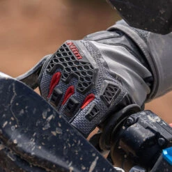 Klim Baja S4 Leather Gloves - Monument Grey / Redrock -Klim Sales Store klim leather gloves baja s4 monument grey redrock lifestyle1