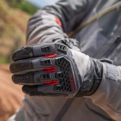 Klim Baja S4 Leather Gloves - Monument Grey / Redrock -Klim Sales Store klim leather gloves baja s4 monument grey redrock lifestyle3