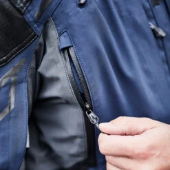 Klim Kodiak Gore-Tex Textile Jacket - Navy Blue / Monument Grey -Klim Sales Store klim textile jacket kodiak gore tex waterproof navy blue monument grey lifestyle2